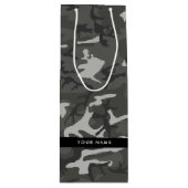 Gray Camouflage Pattern, Your name, Personalize Geschenktüte Für Weinflaschen (Vorderseite)