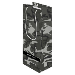 Gray Camouflage Pattern, Your name, Personalize Geschenktüte Für Weinflaschen