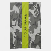 Gray Camouflage Pattern, Your name, Personalize Geschirrtuch (Vertikal)