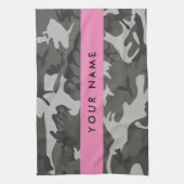 Gray Camouflage Pattern, Your name, Personalize Geschirrtuch (Vertikal)