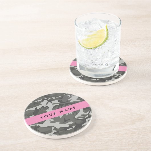 Gray Camouflage Pattern, Your name, Personalize Getränkeuntersetzer (Seite)