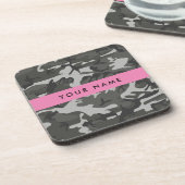 Gray Camouflage Pattern, Your name, Personalize Getränkeuntersetzer (Linke Seite)