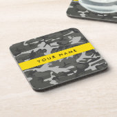 Gray Camouflage Pattern, Your name, Personalize Getränkeuntersetzer (Linke Seite)