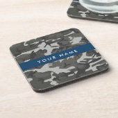 Gray Camouflage Pattern, Your name, Personalize Getränkeuntersetzer (Linke Seite)
