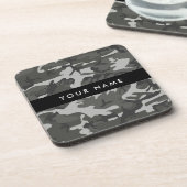 Gray Camouflage Pattern, Your name, Personalize Getränkeuntersetzer (Linke Seite)