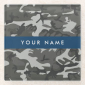 Gray Camouflage Pattern, Your name, Personalize Glasuntersetzer (Vorderseite)