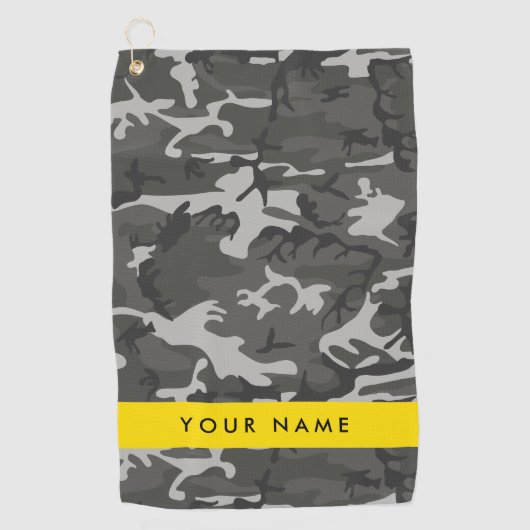 Gray Camouflage Pattern, Your name, Personalize Golfhandtuch (Vorderseite)