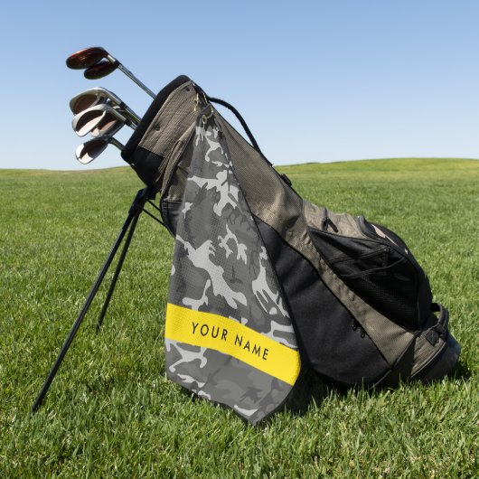 Gray Camouflage Pattern, Your name, Personalize Golfhandtuch (Gras)