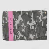 Gray Camouflage Pattern, Your name, Personalize Golfhandtuch (Horizontal)