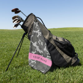 Gray Camouflage Pattern, Your name, Personalize Golfhandtuch