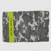Gray Camouflage Pattern, Your name, Personalize Golfhandtuch (Horizontal)