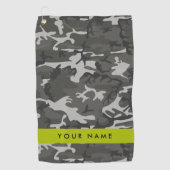 Gray Camouflage Pattern, Your name, Personalize Golfhandtuch (Vorderseite)