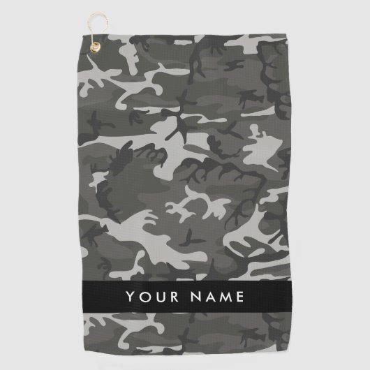 Gray Camouflage Pattern, Your name, Personalize Golfhandtuch (Vorderseite)