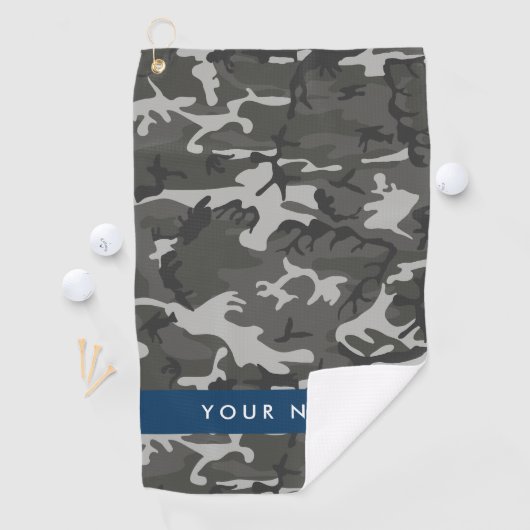Gray Camouflage Pattern, Your name, Personalize Golfhandtuch (Insitu)