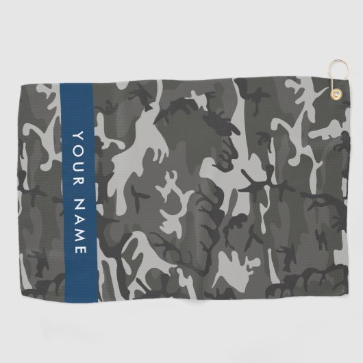 Gray Camouflage Pattern, Your name, Personalize Golfhandtuch (Horizontal)