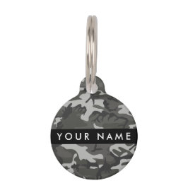 Gray Camouflage Pattern, Your name, Personalize Haustiermarke