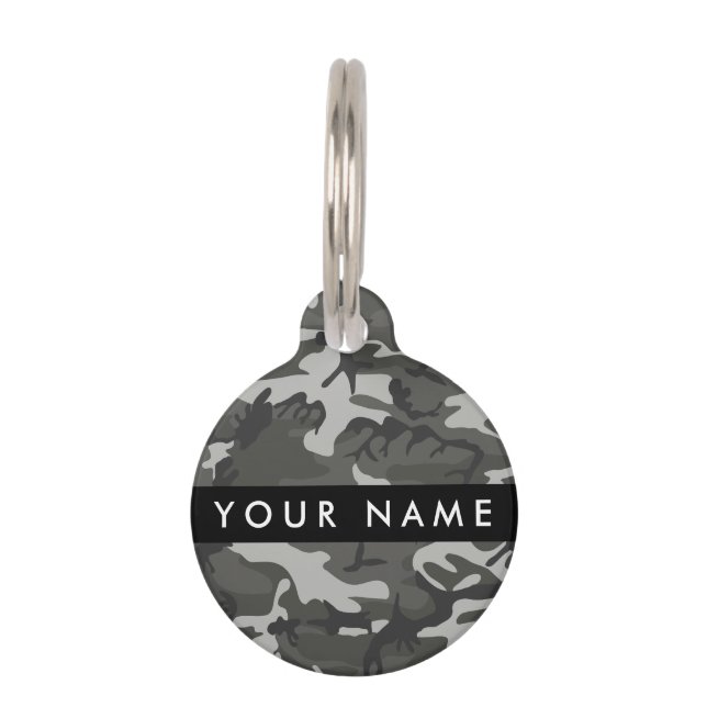 Gray Camouflage Pattern, Your name, Personalize Haustiermarke (Vorderseite)