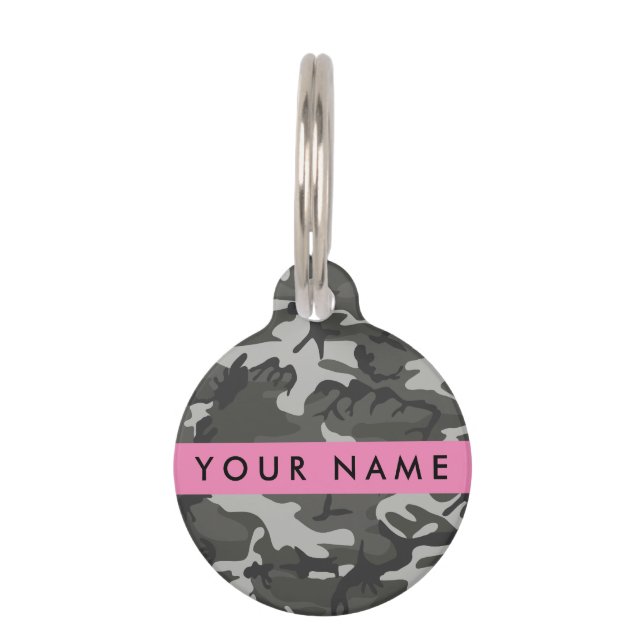 Gray Camouflage Pattern, Your name, Personalize Haustiermarke (Vorderseite)