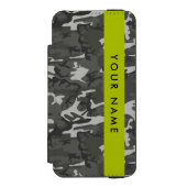 Gray Camouflage Pattern, Your name, Personalize Incipio iPhone Geldbeutel-Hülle (Folio Vorderseite)