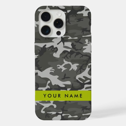 Gray Camouflage Pattern, Your name, Personalize iPhone Hülle (Rückseite)