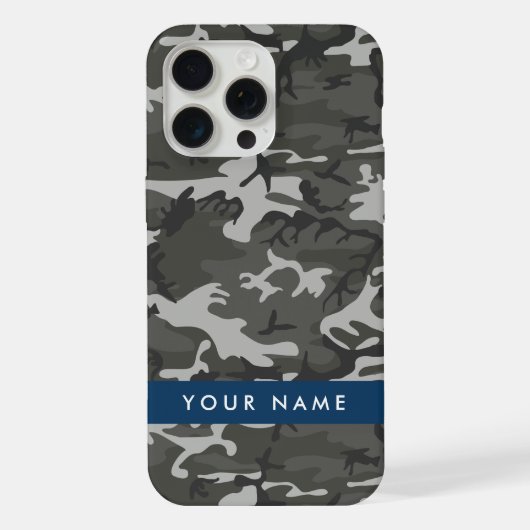Gray Camouflage Pattern, Your name, Personalize iPhone Hülle (Rückseite)