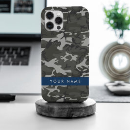 Gray Camouflage Pattern, Your name, Personalize iPhone 15 Pro Max Hülle