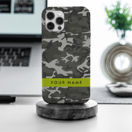 Gray Camouflage Pattern, Your name, Personalize iPhone 15 Pro Max Hülle