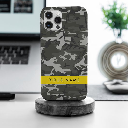 Gray Camouflage Pattern, Your name, Personalize iPhone Hülle