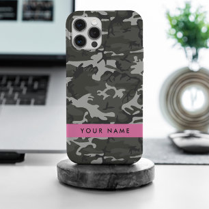 Gray Camouflage Pattern, Your name, Personalize iPhone 15 Pro Max Hülle