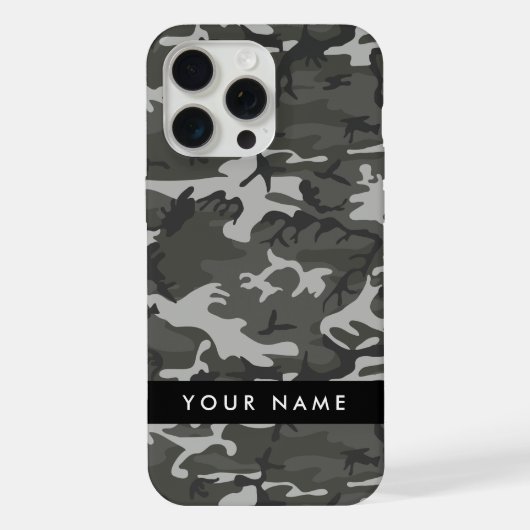 Gray Camouflage Pattern, Your name, Personalize iPhone Hülle (Rückseite)