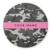 Gray Camouflage Pattern, Your name, Personalize Keramikknauf (Vorderseite)