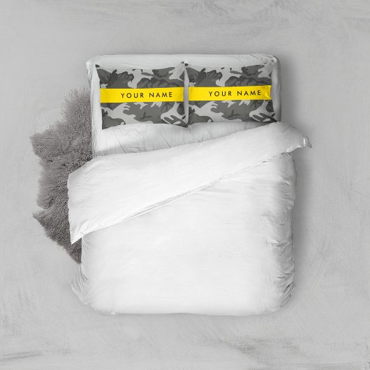 Gray Camouflage Pattern, Your name, Personalize Kissenbezug