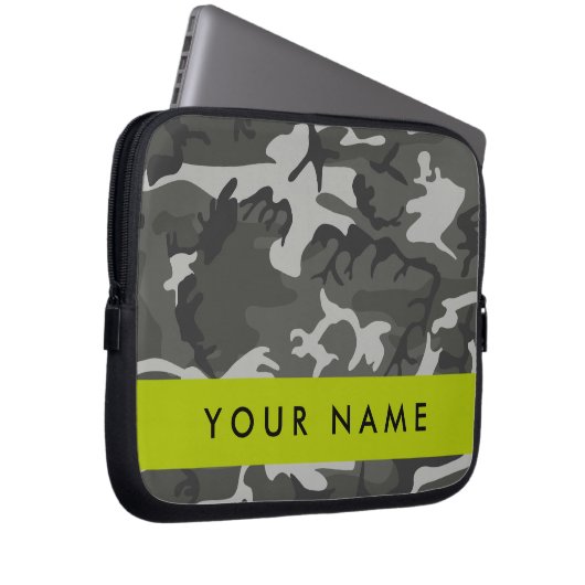 Gray Camouflage Pattern, Your name, Personalize Laptopschutzhülle (Vorne Rechts)