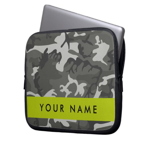 Gray Camouflage Pattern, Your name, Personalize Laptopschutzhülle (Vorderseite Links)