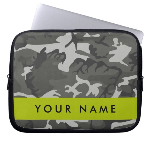 Gray Camouflage Pattern, Your name, Personalize Laptopschutzhülle (Vorderseite)