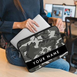 Gray Camouflage Pattern, Your name, Personalize Laptopschutzhülle