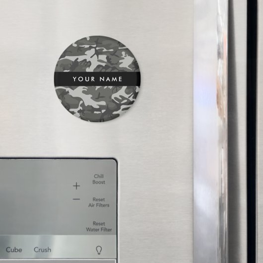 Gray Camouflage Pattern, Your name, Personalize Magnet (In Situ (Kühlschrank))