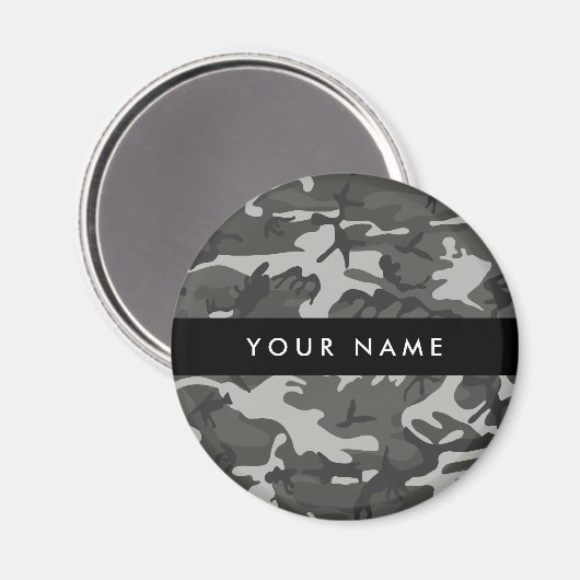 Gray Camouflage Pattern, Your name, Personalize Magnet (Vorderseite/Rückseite)