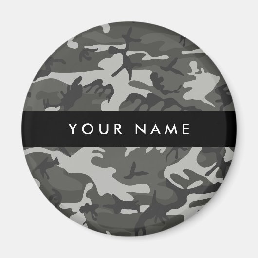 Gray Camouflage Pattern, Your name, Personalize Magnet (Vorne)