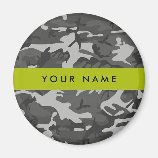 Gray Camouflage Pattern, Your name, Personalize Magnet (Vorne)