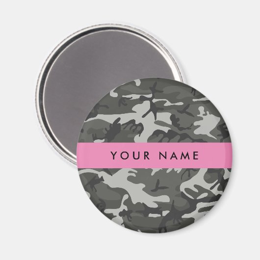 Gray Camouflage Pattern, Your name, Personalize Magnet (Vorderseite/Rückseite)