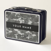 Gray Camouflage Pattern, Your name, Personalize Metall Brotdose (Rückseite)
