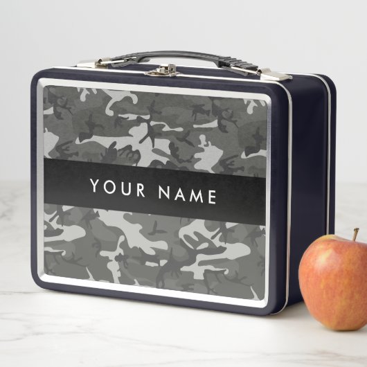 Gray Camouflage Pattern, Your name, Personalize Metall Brotdose (Beispiel)
