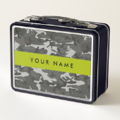 Gray Camouflage Pattern, Your name, Personalize Metall Brotdose (Rückseite)