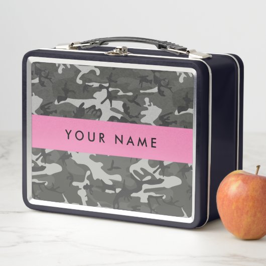 Gray Camouflage Pattern, Your name, Personalize Metall Brotdose (Beispiel)