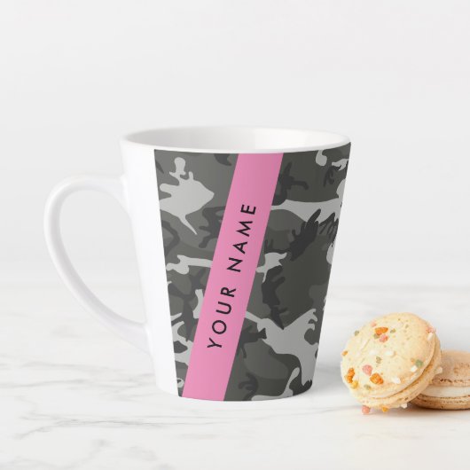 Gray Camouflage Pattern, Your name, Personalize Milchtasse (Beispiel)