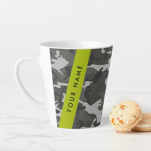 Gray Camouflage Pattern, Your name, Personalize Milchtasse (Beispiel)