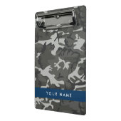 Gray Camouflage Pattern, Your name, Personalize Mini Klemmbrett (Gewinkelt2)