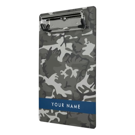 Gray Camouflage Pattern, Your name, Personalize Mini Klemmbrett (Gewinkelt2)