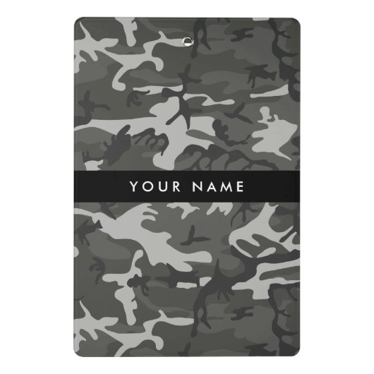 Gray Camouflage Pattern, Your name, Personalize Mini Klemmbrett (Rückseite)